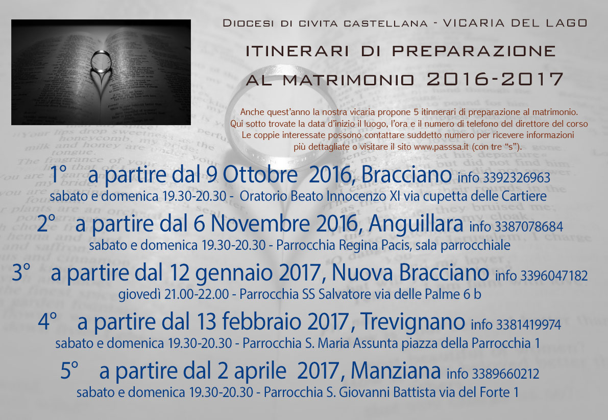 Calendario incontri preparazione matrimonio 20016 17